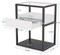 Nightstand Tall Side Table, Metal Frame, Modern Simple Style End Table with Drawer and Shelf, Tempered Glass Bedside Table